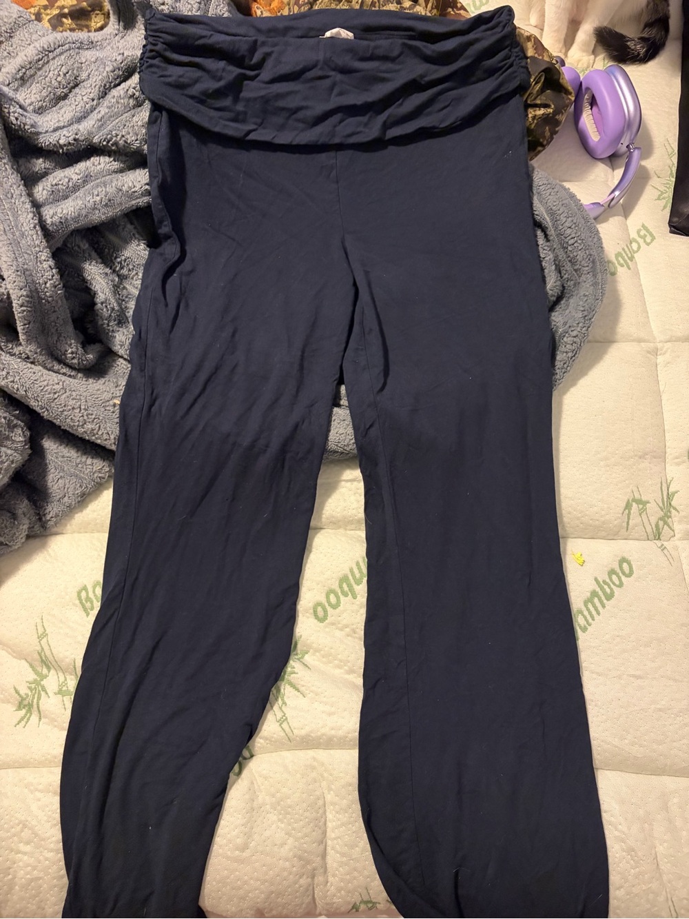 Garage fold over flare knit pants